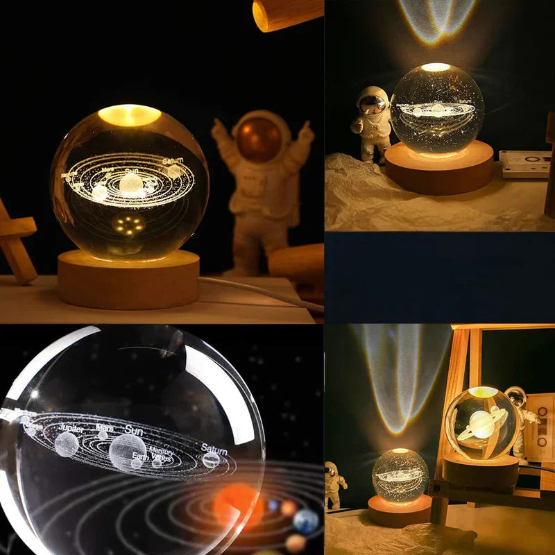 🌌✨ 3D Galaxy Crystal Ball Lamp 🔮 USB Night Light 🌠