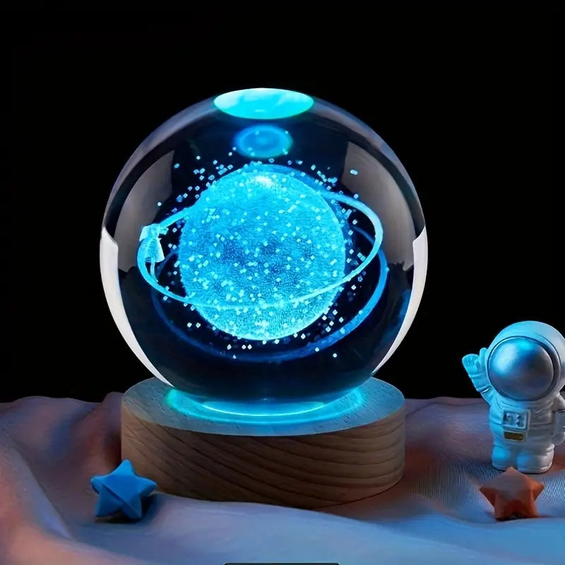 🌌✨ 3D Galaxy Crystal Ball Lamp 🔮 USB Night Light 🌠