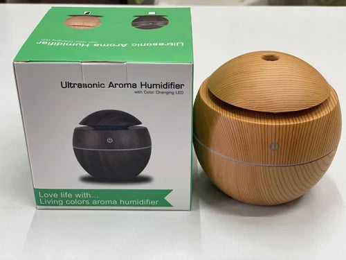 🌫️💧 USB Mini Aroma Humidifier 🌿🌸 | Wood Grain Cool Mist Diffuser