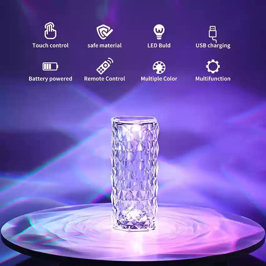 ๐น Crystal Rose Lamp ๐กโจ | 16 Colors ๐ | USB Rechargeable ๐