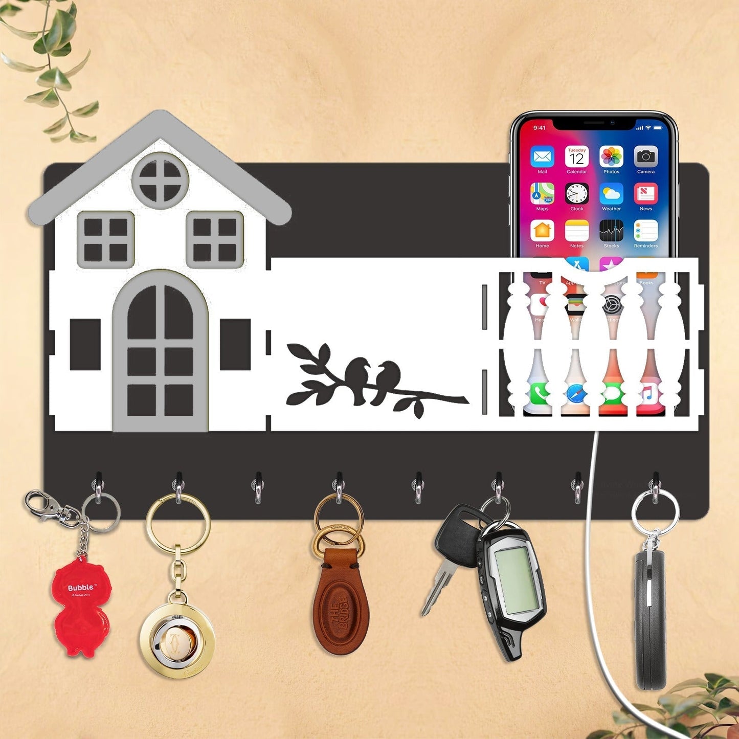 🌳 Wooden Home Tree Key & Mobile Holder 🔑📱 | Home Decor 🏡
