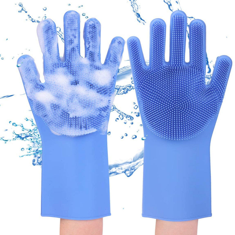 Magic Silicone Washing Gloves 🧤✨ with Scrubber 🧽 for Kitchen 🍽️