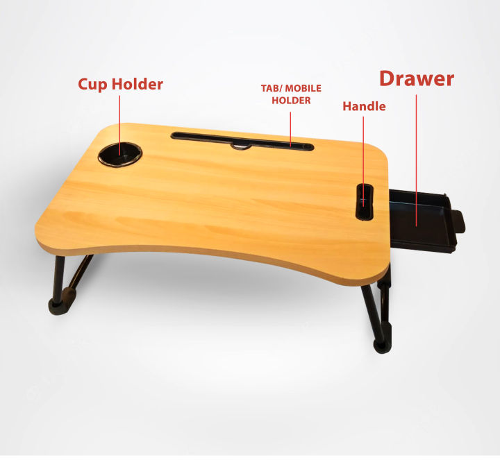 Foldable Laptop Bed Table 💻🛏️📚 | Portable Desk with Cup Slot ☕