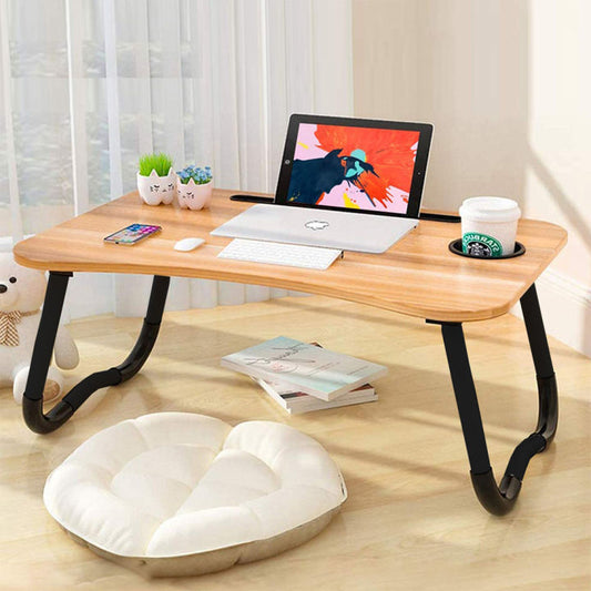 Foldable Laptop Bed Table 💻🛏️📚 | Portable Desk with Cup Slot ☕