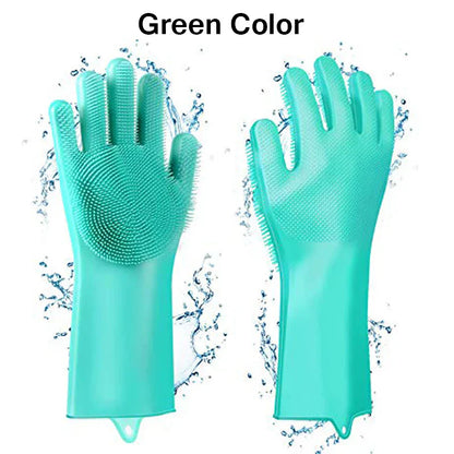 Magic Silicone Washing Gloves 🧤✨ with Scrubber 🧽 for Kitchen 🍽️