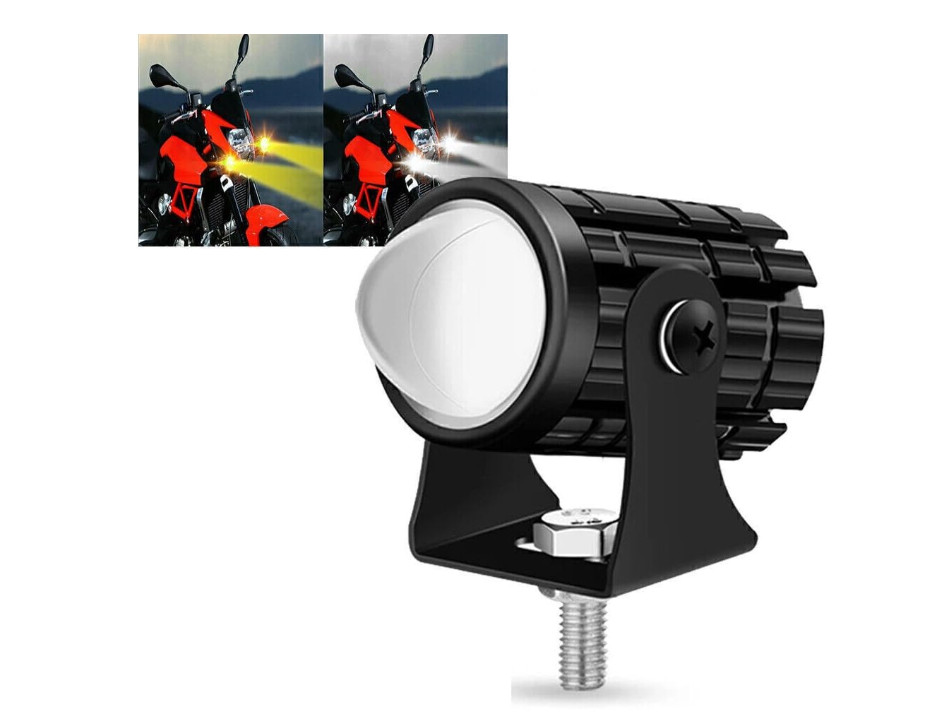 Mini Fog Light 🌫️✨ Dual White-Yellow 20W for Motorcycle & Cars 🚗🏍️