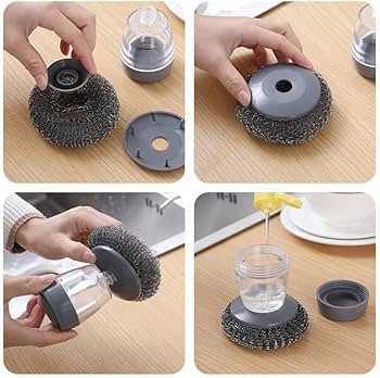 🧼 Soap Dispenser Brush 🧽✨ Press & Clean!