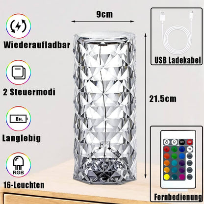 🌹 Crystal Rose Lamp 💡✨ | 16 Colors 🌈 | USB Rechargeable 🔋