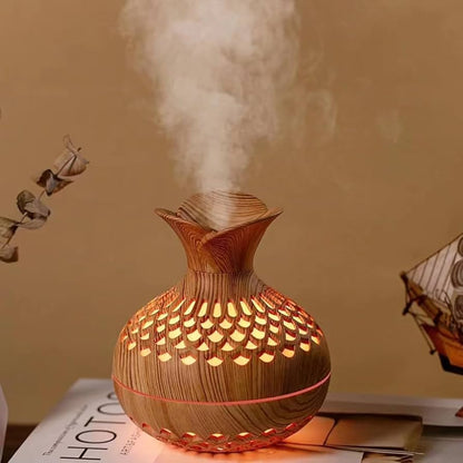 🌲 Wood Grain Aroma Diffuser 🌬️ | 300ml USB Powered 💧