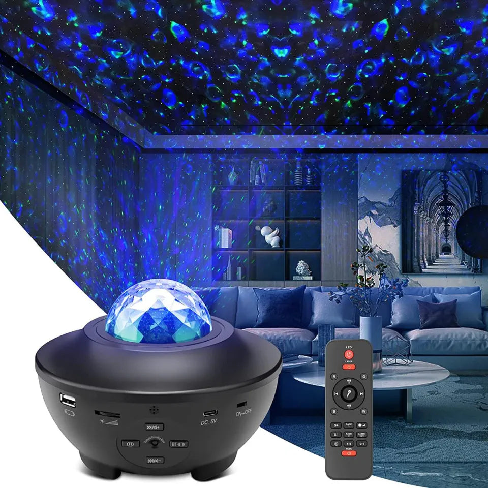 Galaxy Star Projector 🌌✨ | Night Light 🎶🛏️ with Remote & Timer ⏰
