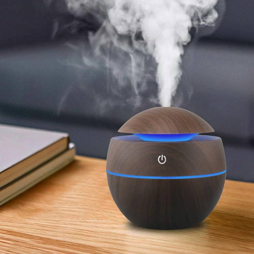 🌫️💧 USB Mini Aroma Humidifier 🌿🌸 | Wood Grain Cool Mist Diffuser