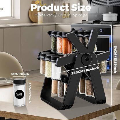 🌟 360° Rotating Spice Rack – Space-Saving Kitchen Organizer 🌿🫙