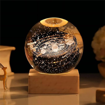 🌌✨ 3D Galaxy Crystal Ball Lamp 🔮 USB Night Light 🌠