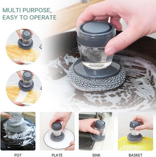 🧼 Soap Dispenser Brush 🧽✨ Press & Clean!