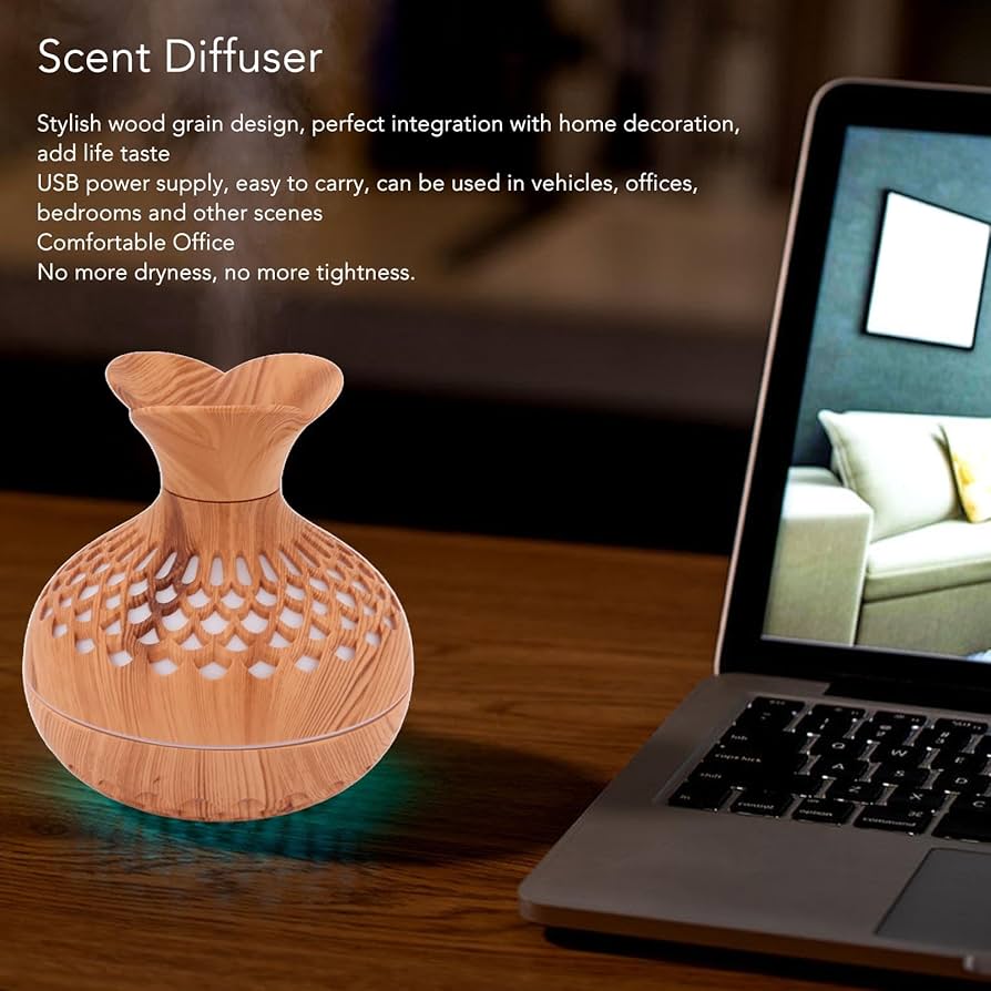 🌲 Wood Grain Aroma Diffuser 🌬️ | 300ml USB Powered 💧