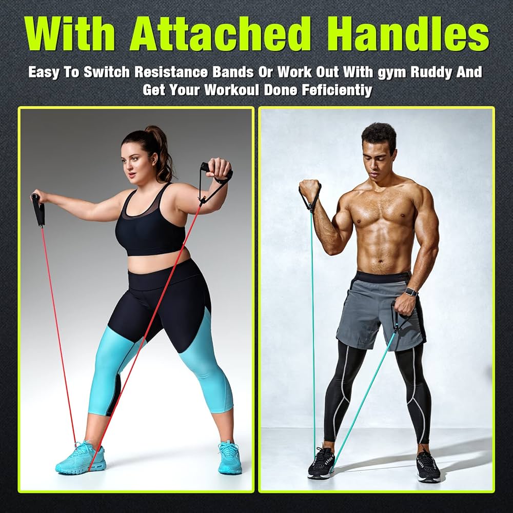 11PCS Latex Resistance Bands 🏋️‍♀️🧘‍♂️💪 Fitness Set