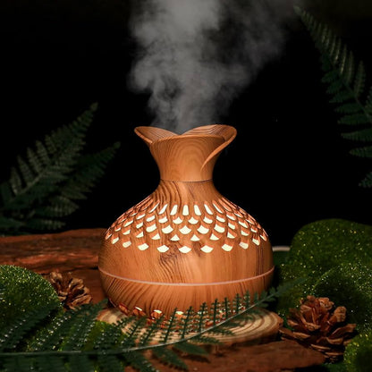 🌲 Wood Grain Aroma Diffuser 🌬️ | 300ml USB Powered 💧
