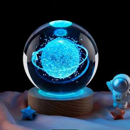 🌌✨ 3D Galaxy Crystal Ball Lamp 🔮 USB Night Light 🌠