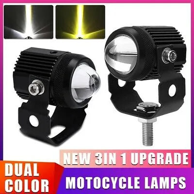 Mini Fog Light 🌫️✨ Dual White-Yellow 20W for Motorcycle & Cars 🚗🏍️