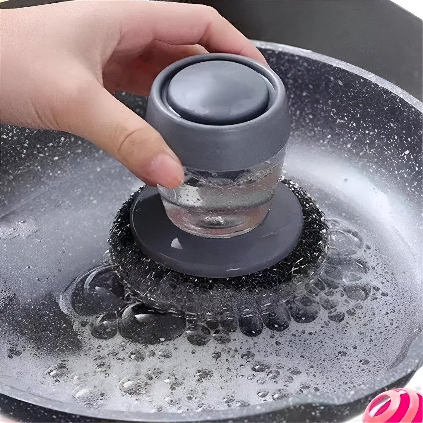 🧼 Soap Dispenser Brush 🧽✨ Press & Clean!