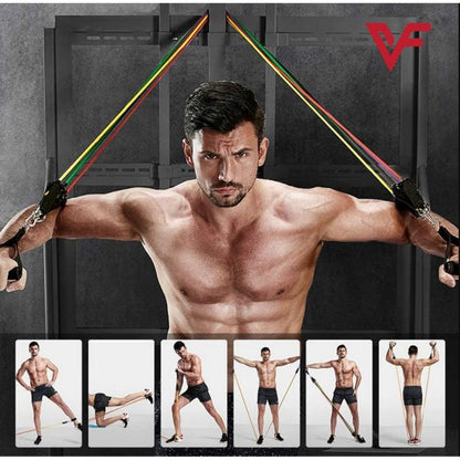 11PCS Latex Resistance Bands 🏋️‍♀️🧘‍♂️💪 Fitness Set