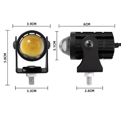 Mini Fog Light 🌫️✨ Dual White-Yellow 20W for Motorcycle & Cars 🚗🏍️