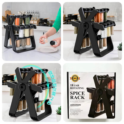🌟 360° Rotating Spice Rack – Space-Saving Kitchen Organizer 🌿🫙