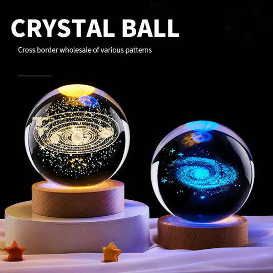 🌌✨ 3D Galaxy Crystal Ball Lamp 🔮 USB Night Light 🌠
