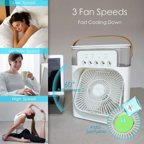 🧊💧🌀 MistyBreeze Fan – 3 Spray Modes | 600ml Tank | Fast Cooling ❄️💨