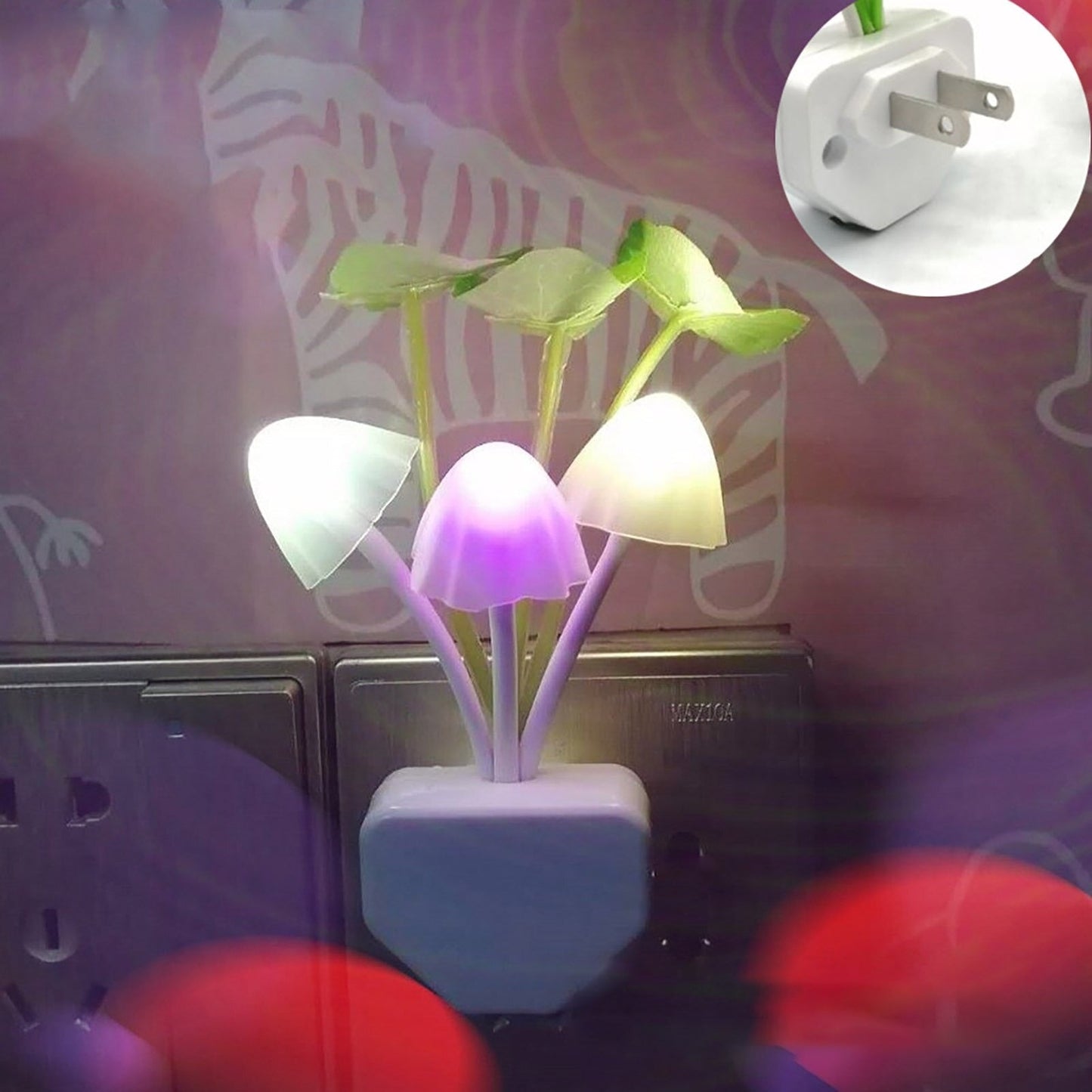 Mushroom Night Light 🍄✨ 3-Color LED 🌈🔆