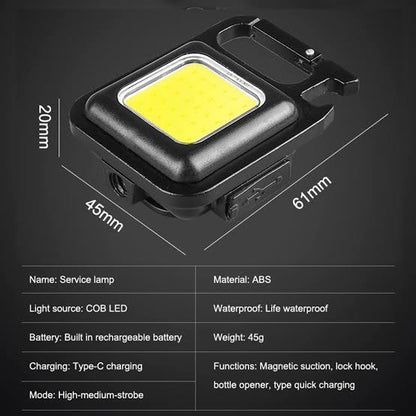 COB Mini Flashlight 🔦 | Keychain Work Light 🔑 | USB Rechargeable 🔌