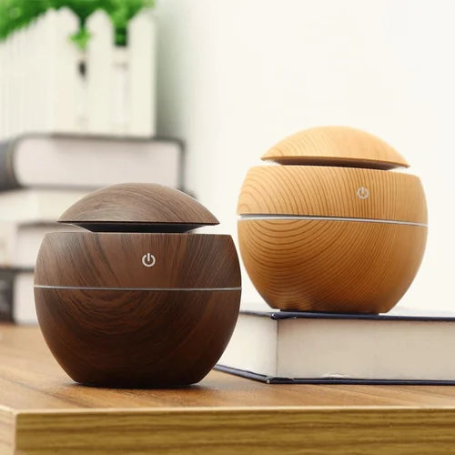 🌫️💧 USB Mini Aroma Humidifier 🌿🌸 | Wood Grain Cool Mist Diffuser