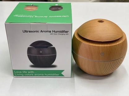 🌫️💧 USB Mini Aroma Humidifier 🌿🌸 | Wood Grain Cool Mist Diffuser