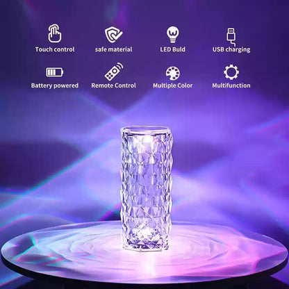 🌹 Crystal Rose Lamp 💡✨ | 16 Colors 🌈 | USB Rechargeable 🔋