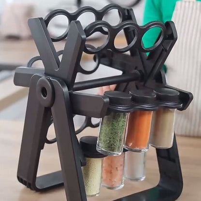 🌟 360° Rotating Spice Rack – Space-Saving Kitchen Organizer 🌿🫙