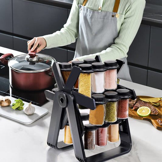 🌟 360° Rotating Spice Rack – Space-Saving Kitchen Organizer 🌿🫙