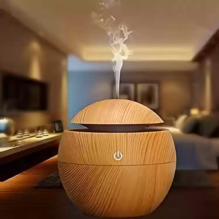 🌫️💧 USB Mini Aroma Humidifier 🌿🌸 | Wood Grain Cool Mist Diffuser